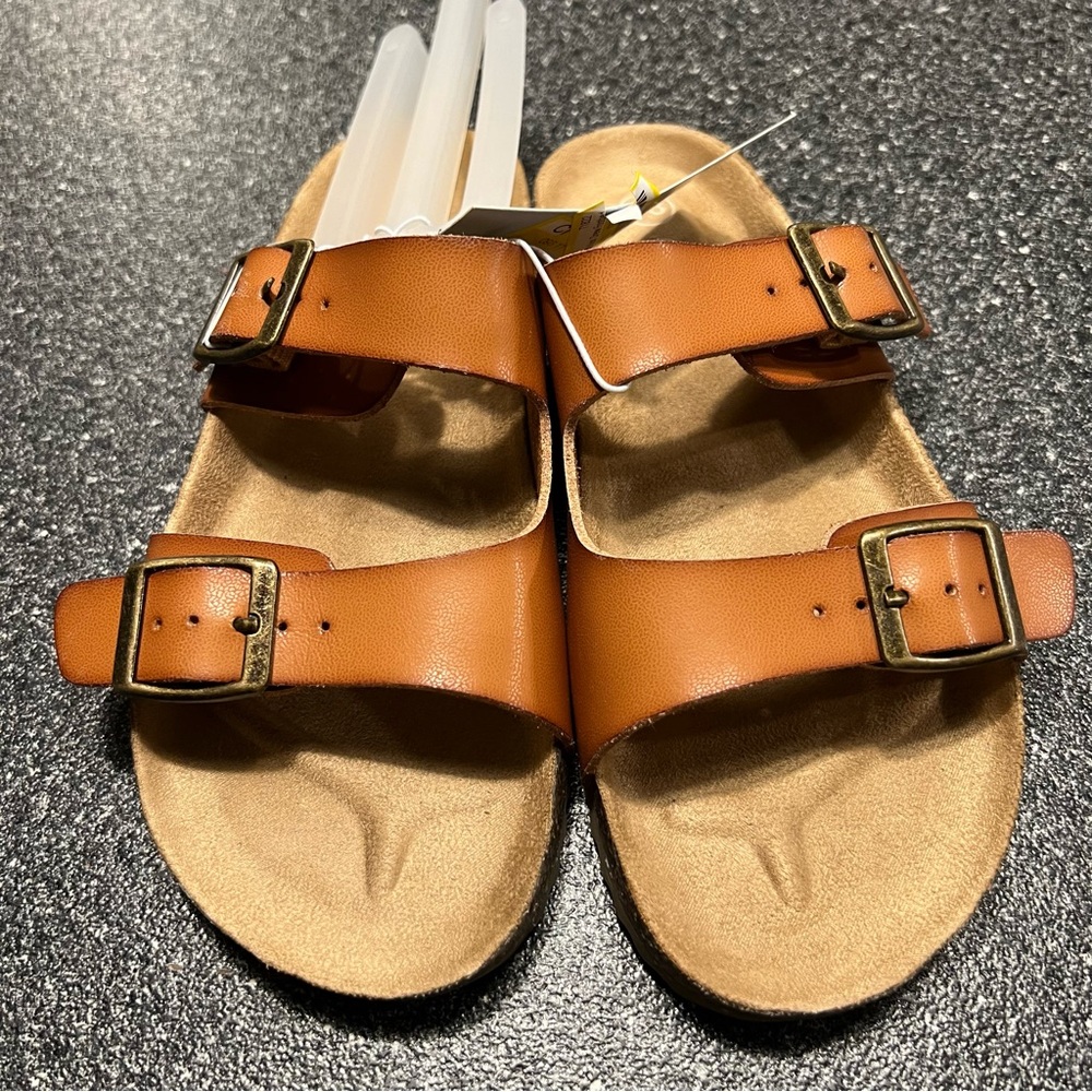 NWT Cat & Jack Kid Unisex Drew Double-Buckle Slide Sandals- Brown 13 - Picture 2 of 6